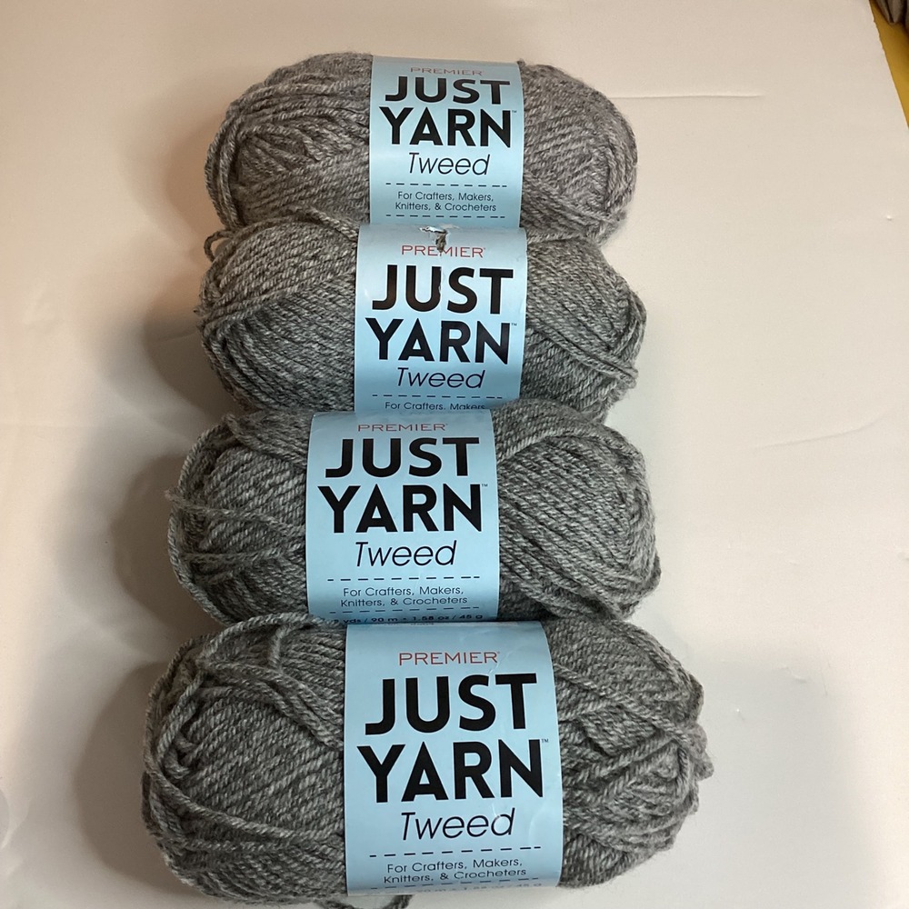 4 Pack Premier Just Yarn Tweed Gray Tweed 2065-02 Medium 4 Acrylic 98yd Each